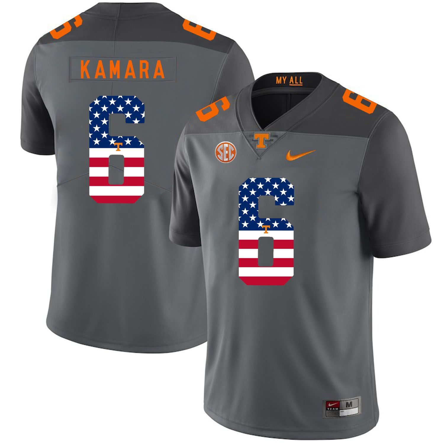 Men Tennessee Volunteers 6 Kamara Grey Flag Customized NCAA Jerseys